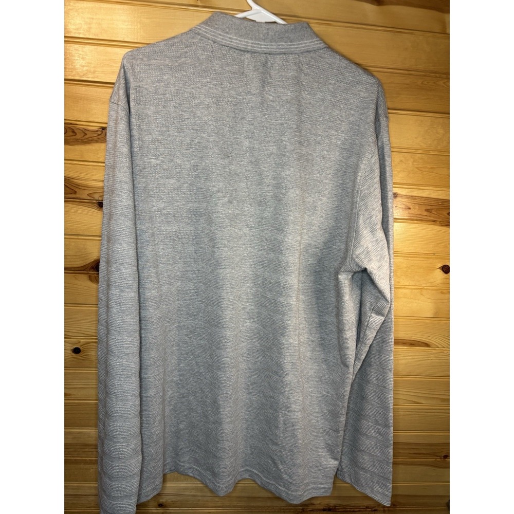Ted Baker London Popcorn Stripe Long Sleeve Rugby Polo Shirt Grey XL NWT $165 - Picture 5 of 8